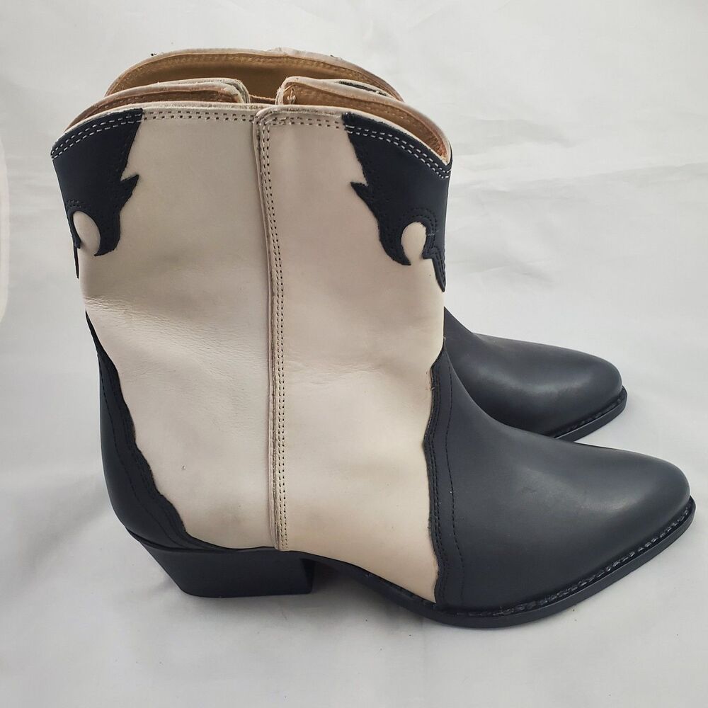 Free People New Frontier Western Boot 6 White Black Rodeo Cowgirl Country Ranch - Picture 3 of 12